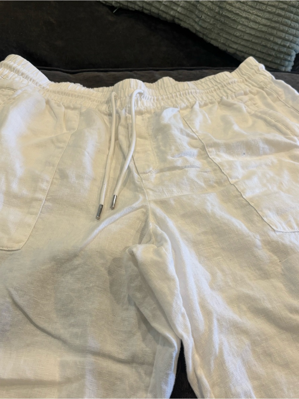 Athleta White Linen-Blend Wide Leg Pants - Picture 3 of 8
